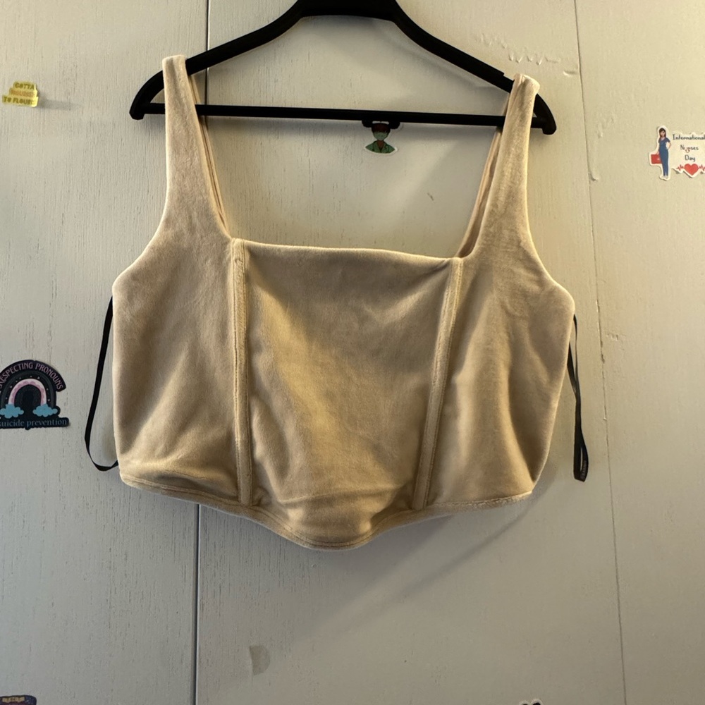 Forever 21 Cream Sleeveless Bustier Tank Top